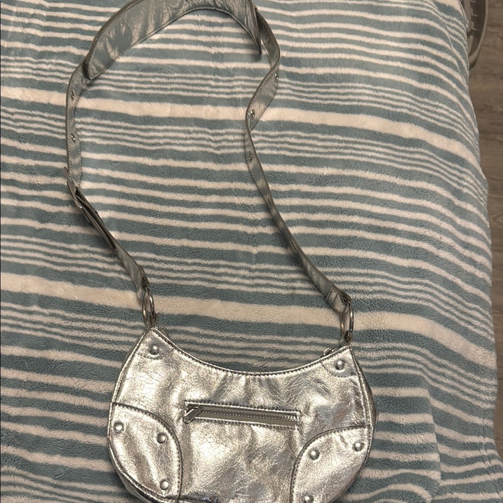 H&M Silver Crossbody Bag with Metallic Finish
